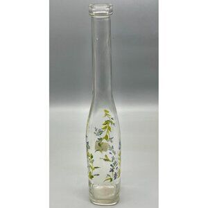 Decorative bottle (vase) square base long neck decorated leaves flowers READ